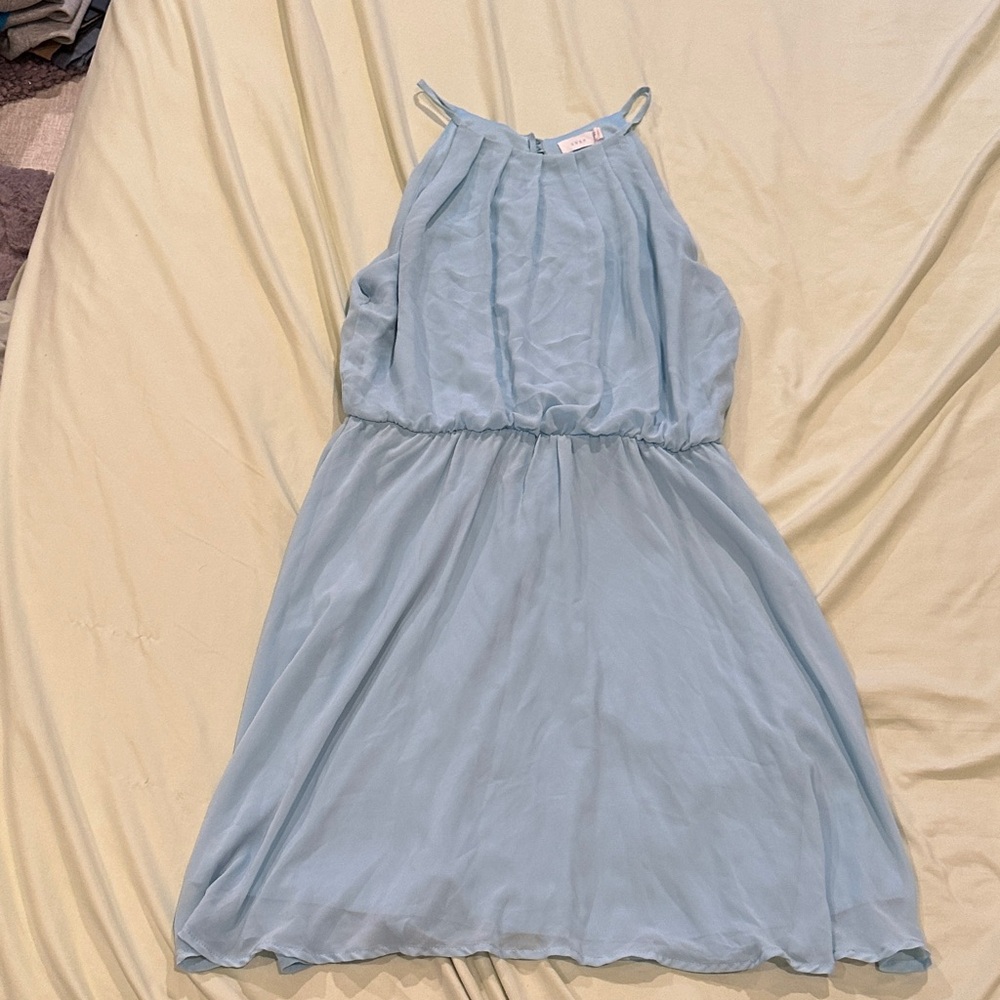 Lush Light Blue Spaghetti Strap Chiffon Dress